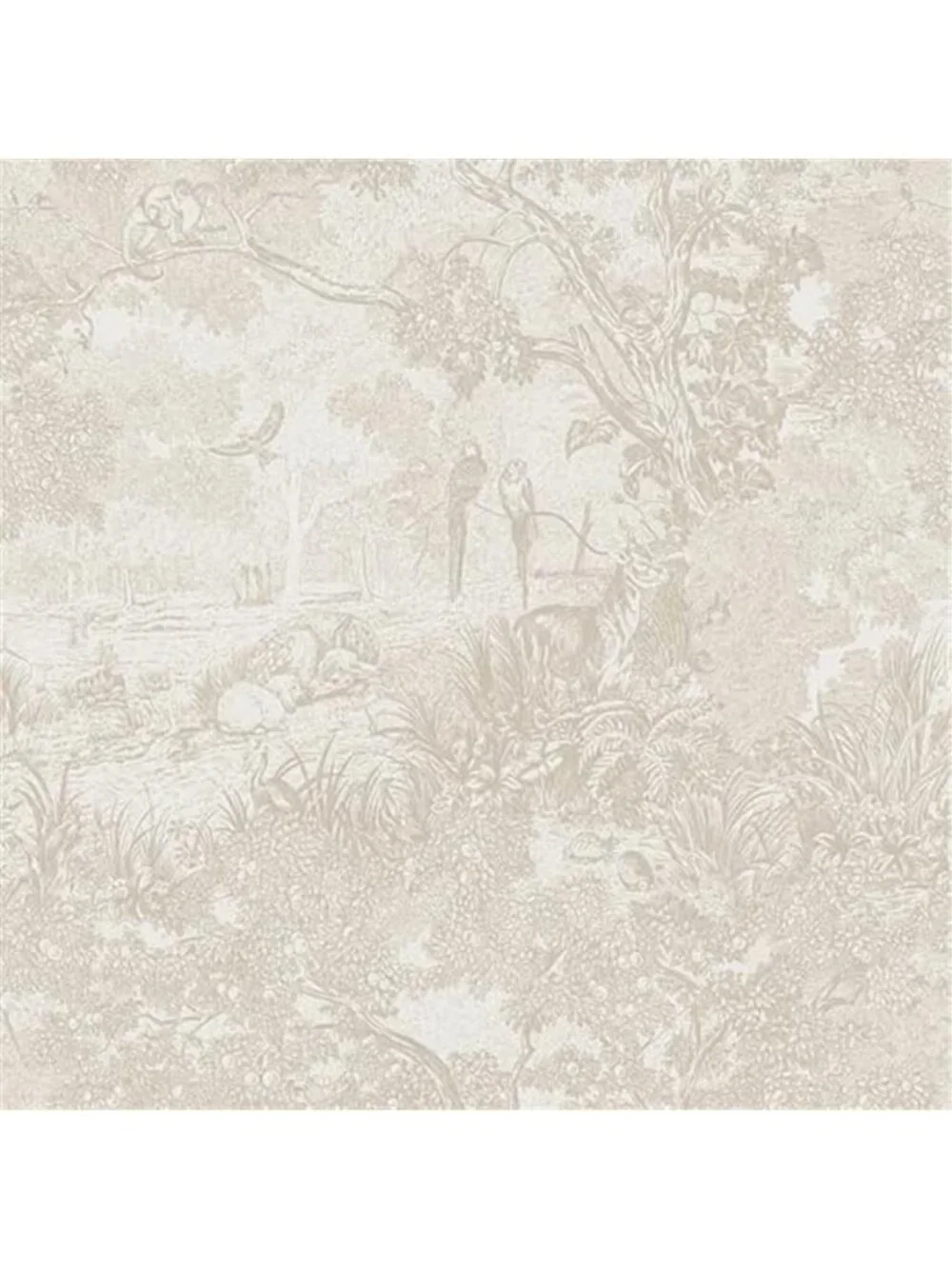 Peel and Stick Wallpaper Beige Neutral Vintage Forest Animals Floral Wallpaper